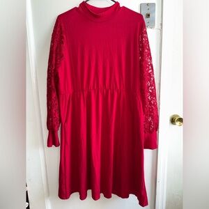 torrid Scarlet Lace-Sleeve Long Sleeve Dress